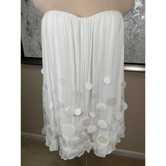 RETROFETE Sherry Sequin Embellished Strapless White Mini Dress Size Small - Picture 3 of 8